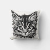 Coussin Visage de Kitten noir et blanc (Recto)