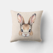 Coussin Visage de lapin de Pâques mignon aquarelle moderne (Verso)