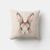 Coussin Visage de lapin de Pâques mignon aquarelle moderne (Recto)