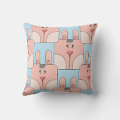 Coussin Visage de lapin d'équipe - rose et bleu (Verso)