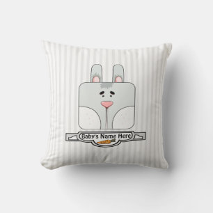 Coussin Visage de lapin sur bandes - Gris (Personnalisé)