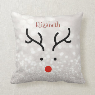 Coussin Visage de Renne Adorable, Bokeh