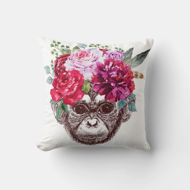 Coussin Visage de singe de fleur (Recto)