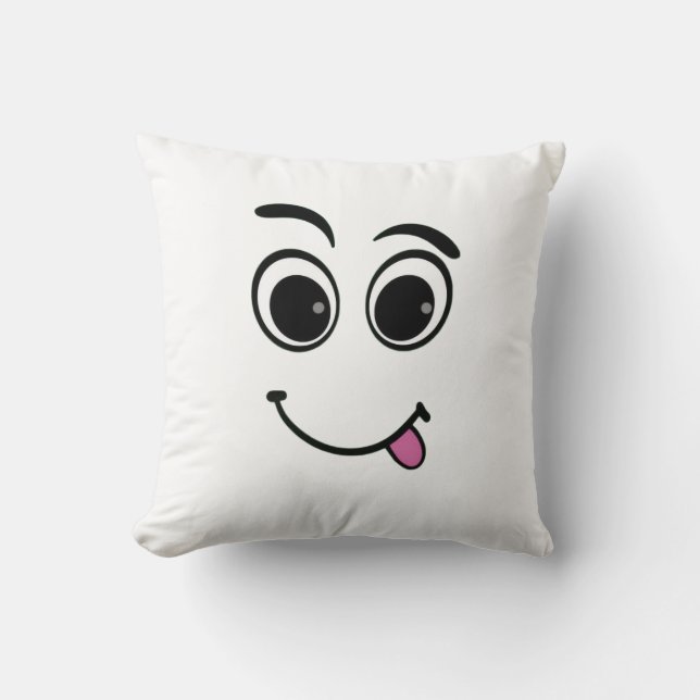 Coussin Visage Drôle Langue Sortie Design (Recto)