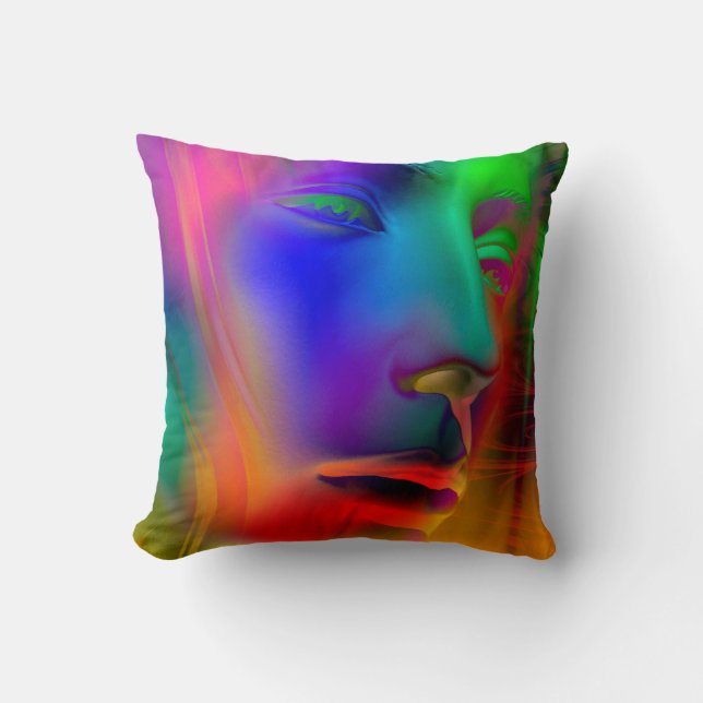 Coussin Visage d'une femme psychédélique (Recto)
