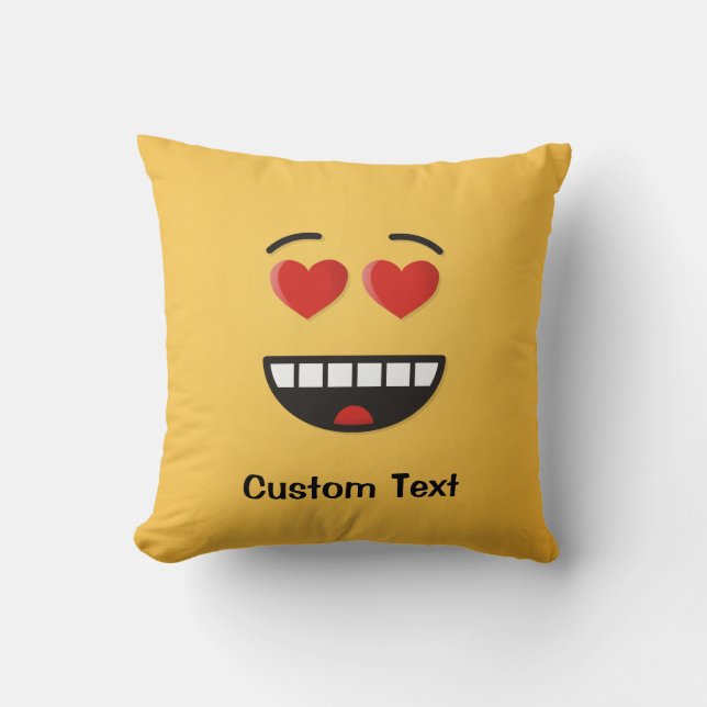 Coussin Visage souriant avec yeux en forme de coeur Lancer (Recto)