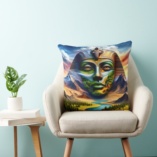 Coussin Visage sphinx sur un paysage Jetez l'oreiller (Chaise)