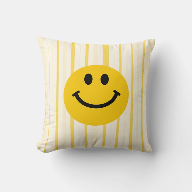 Coussin Visage sur les rayures jaunes ensoleillées (Recto)