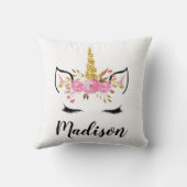 Coussin Visage Unicorne avec cils Nom personnalisé (Verso)