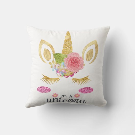 Coussin Visage Unicorne personnalisé avec poney (Verso)