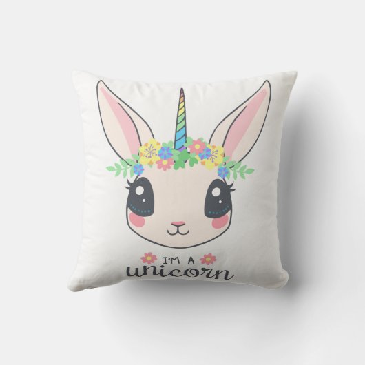 Coussin Visage Unicorne personnalisé avec poney (Verso)