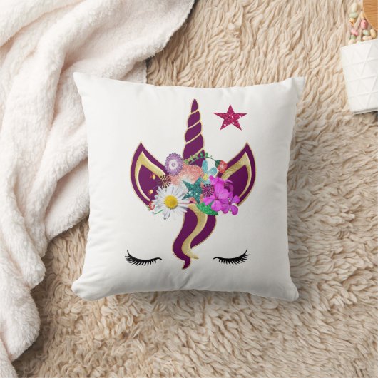 Coussin Visage Unicorne personnalisé avec poney (Couverture)