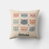 Coussin Visages de chaton Kawaii Adorables (Verso)