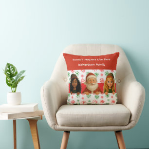 Coussin Visages de Père Noël & d'Elfe Porte de Noël Amus