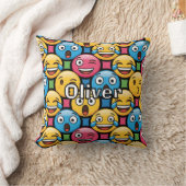 Coussin Visages d'Emoji Colorés Amusants (Couverture)