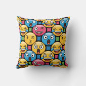 Coussin Visages d'Emoji Colorés Amusants (Verso)