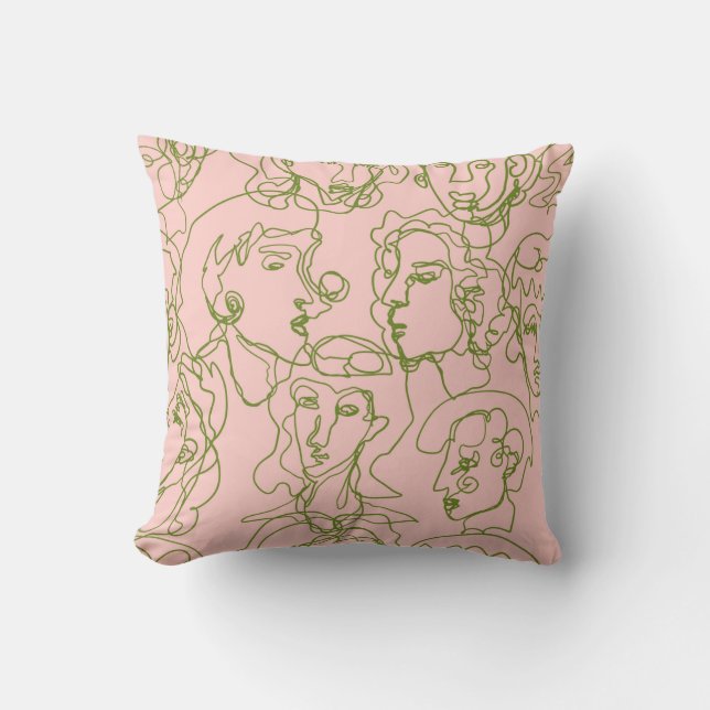 Coussin Visages féminins abstraits contemporains. e minima (Recto)