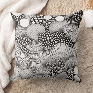 Coussin Visuel Noir Blanc Abstrait Contraste Mouvement