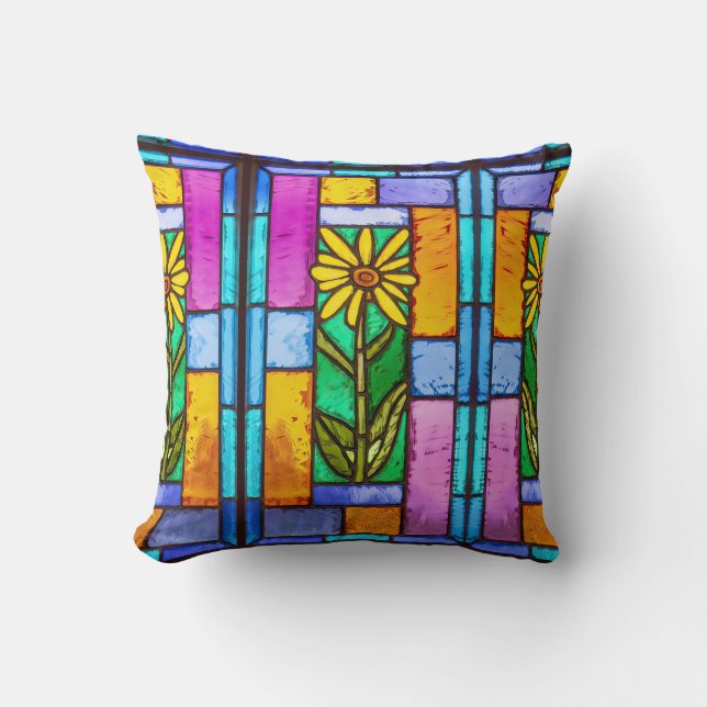 Coussin Vitrail Jaune marguerite (Recto)