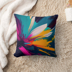 Coussin Vive Floraison – Énergie Florale Abstraite Explosi