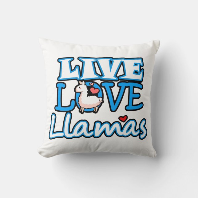 Coussin Vivent, aiment, les lamas (Recto)