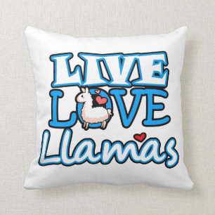 Coussin Vivent, aiment, les lamas