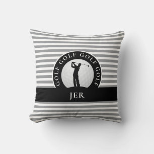Coussin Vivez pour le golf Monogrammé Golfeur Gris Noir Po