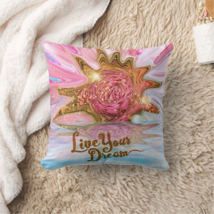 Coussin Vivez votre rêve - Rose Flower power