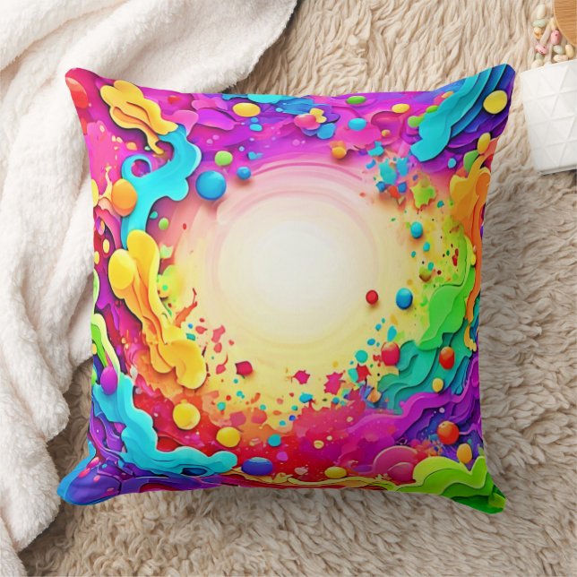 Coussin Vivid Abstrait Color Explosion Art (Couverture)