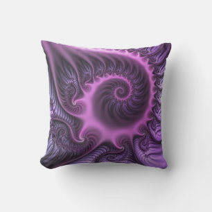 Coussin Vivid Cool Abstrait rose violet Fractal Art Spiral