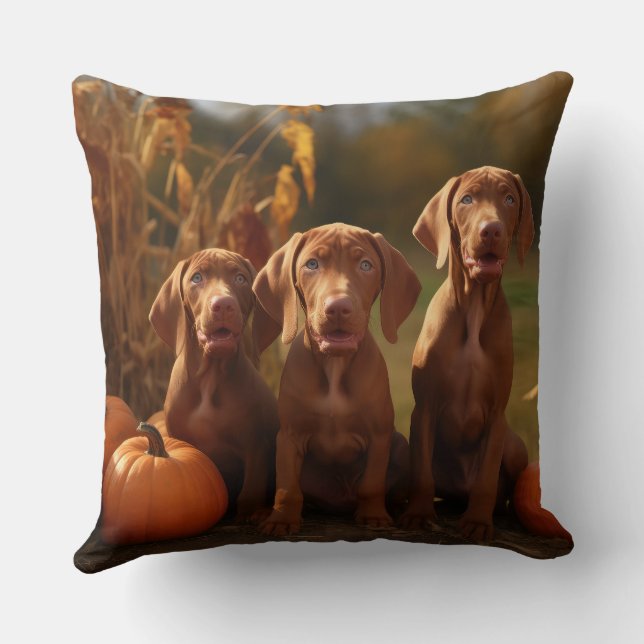 Coussin Vizsla Chiot Automne Citrouille délice (Verso)