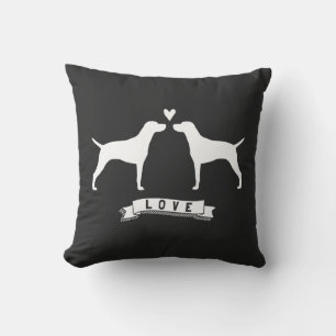 Coussin Vizslas Love - Silhouettes de chien avec coeur