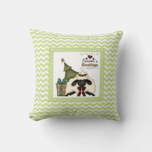 Coussin Vœux bêlements Mouton avec arbre & cadeau