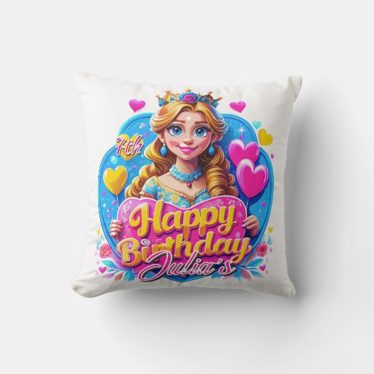 Coussin Voeux de coeur de l'anniversaire (Recto)