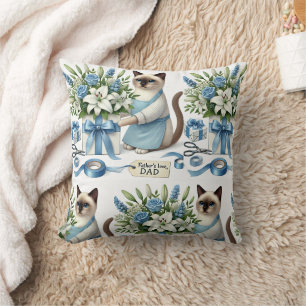 Coussin Voeux de Fête des pères Amoureux des chats pour le