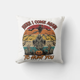 Coussin Voici encore une fois Faucheuse Halloween Citrouil