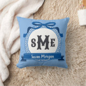 Coussin Voile Clair Bleu Clé Grecque Inversée Monogramme à (Couverture)