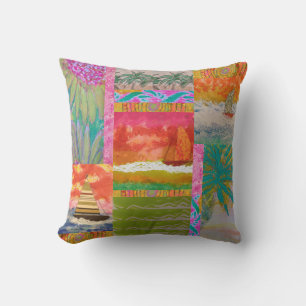 Coussin Voilier Abstrait Tropical