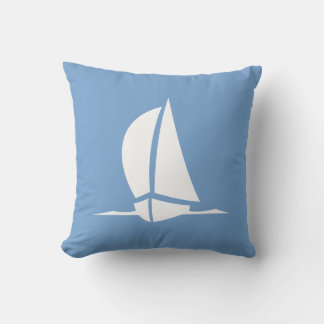 Coussin Voilier blanc en bleu | Rayures nautiques sur le d
