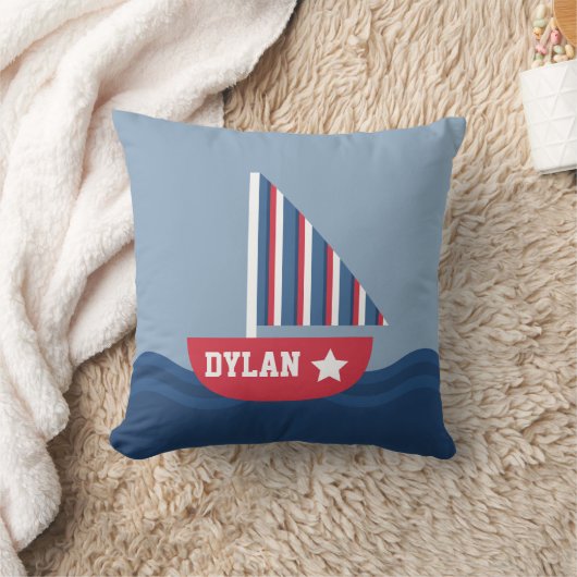 Coussin Voilier mignon nautique pour la pièce d'enfants (Couverture)