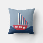Coussin Voilier mignon nautique pour la pièce d'enfants (Verso)