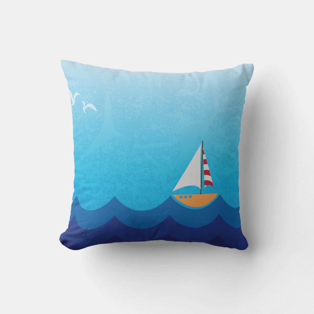 Coussin Voilier Tropical Pillow Décoratif (Recto)