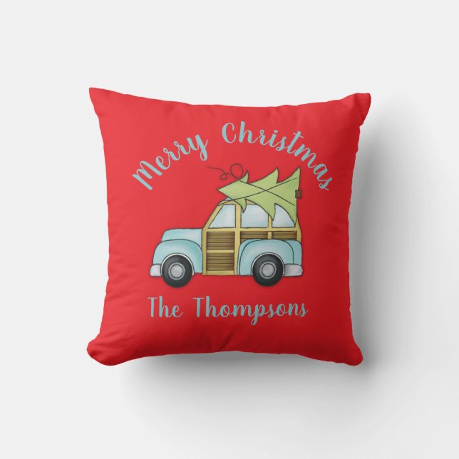 Coussin Voiture avec sapin de Noël (Recto)