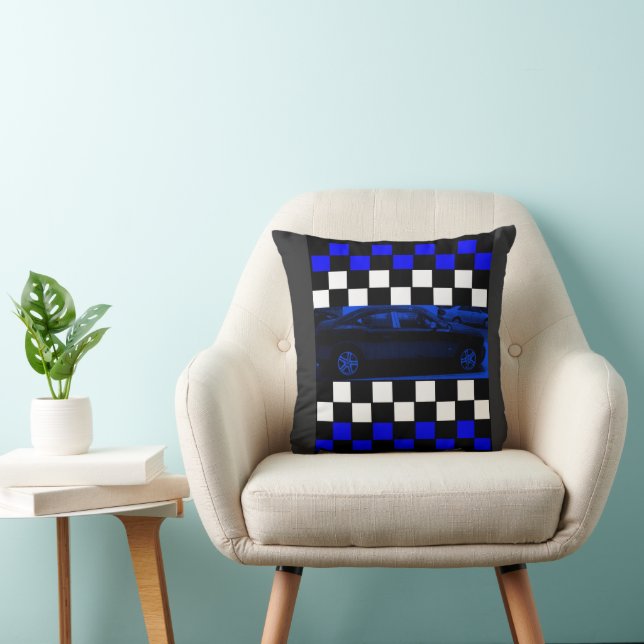 Coussin Voiture Bleue Dans La Voie Rapide 2 (Chaise)