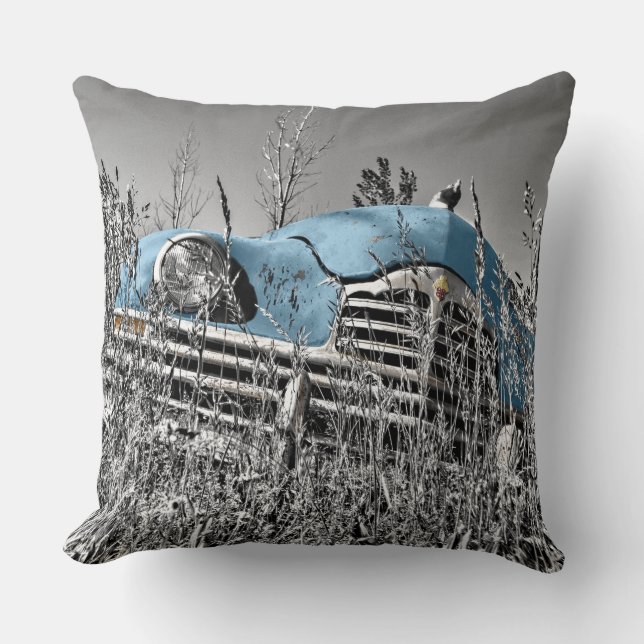 Coussin Voiture bleue vintage (Recto)