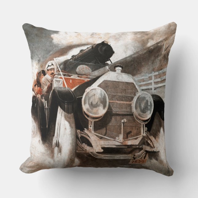 Coussin Voiture contre train par William Harnden Foster (Recto)