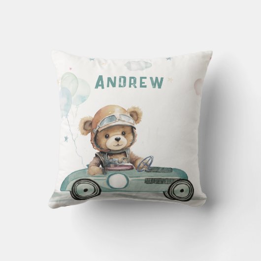 Coussin Voiture de course bébé ours (Verso)