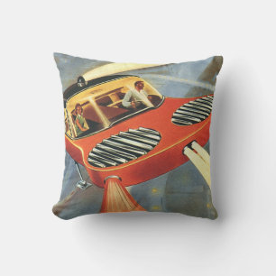 Coussin Voiture futuriste de science-fiction vintage