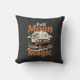 Coussin Voiture Vintage Magie Pleine Lune Halloween