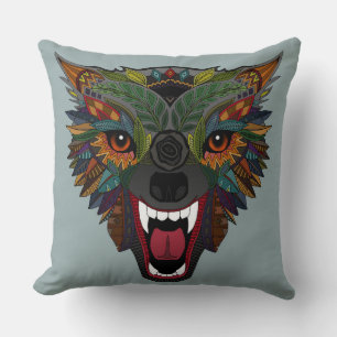 Coussin vol de combat de loup argent